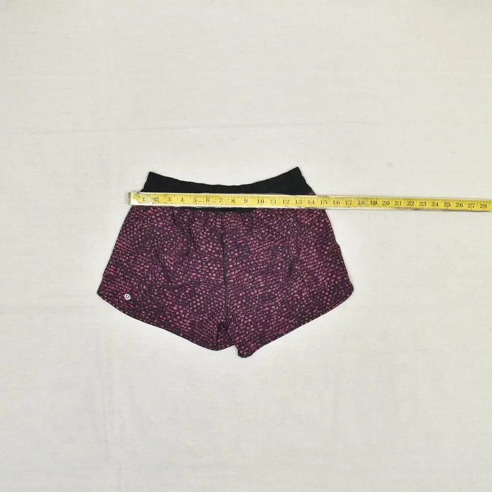 Lululemon Women's Sweat Tracker Shorts Geometric Polyester Purple Size 6 Gym